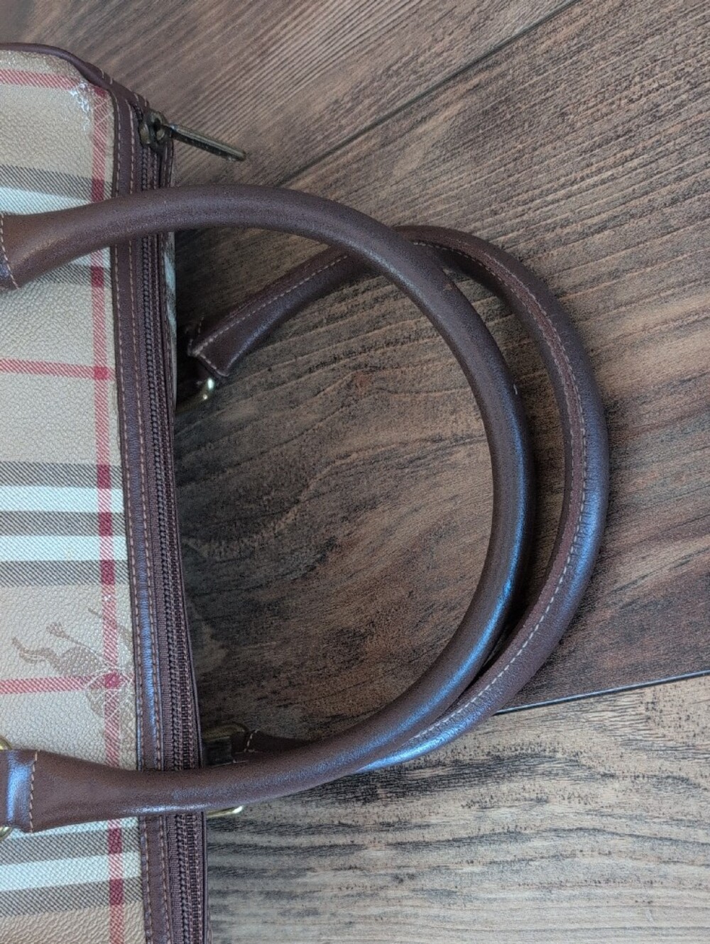 Burberry Vintage Nova Haymarket Check Print Woven Pattern Leather Trim - Picture 7 of 16